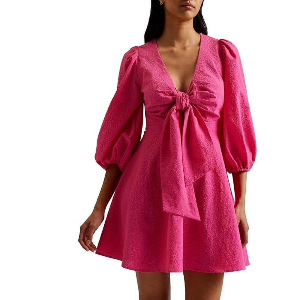 Ted Baker Jozelyn Seersucker Tie Front Mini Dress